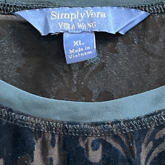 Simply Vera Wang Top Womens XL Dark Burnout Velvet Long‎ Tunic Fairy Whimsigoth - Picture 2 of 9